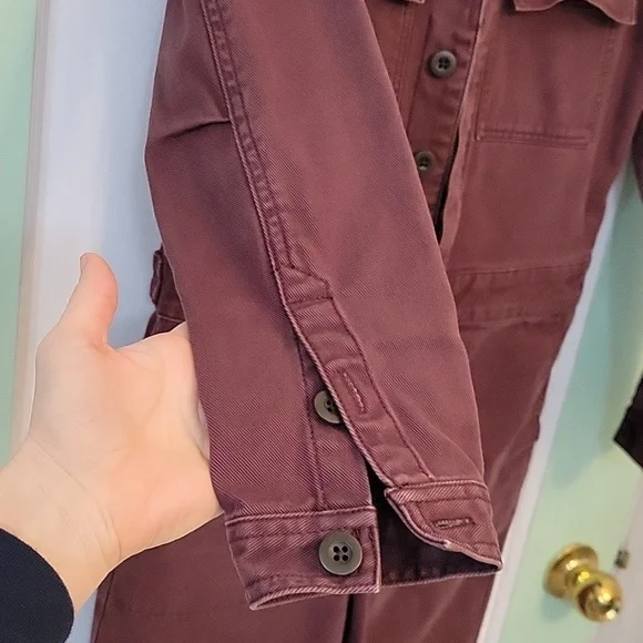 Madewell coverall jumpsuit size XS plum color 100%cotton 6 pockets - Picture 3 of 14